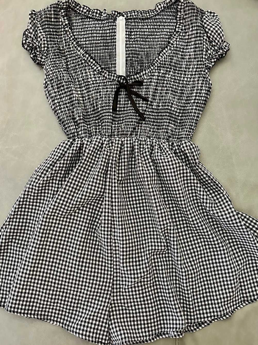 Black & White Gingham Dress/Romper with Bow